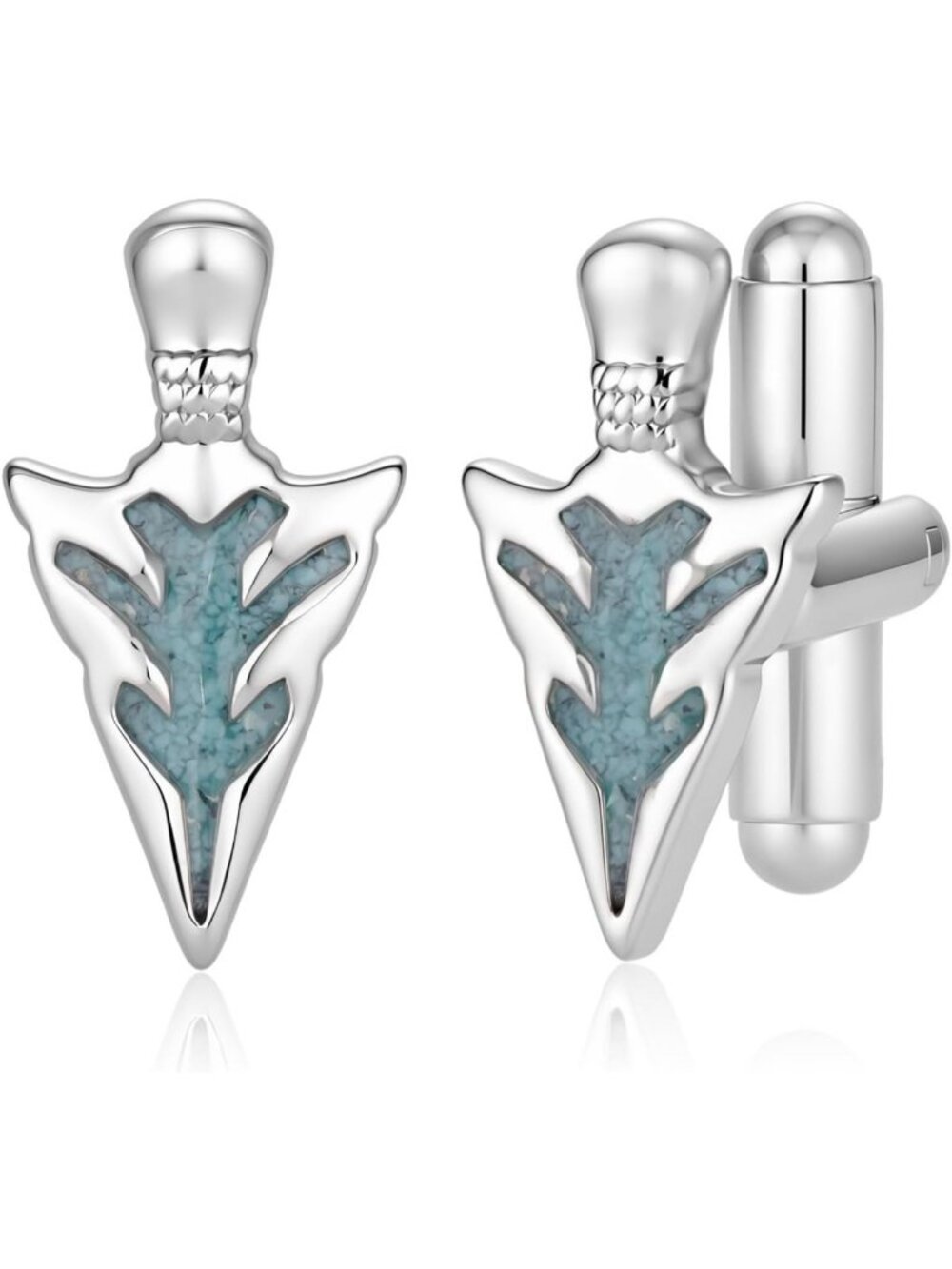 Sterling Silver Arrowhead Turquoise Cuff Links for Men - Viking Jewelry Gift